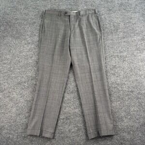 Brooks Brothers Pants Men 36x30 Gray Wool Windowpane Designer Luxury Regent Fit